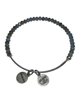 Alex and Ani Silver Tone Expandable Bracelet with Blue-Grey Beads